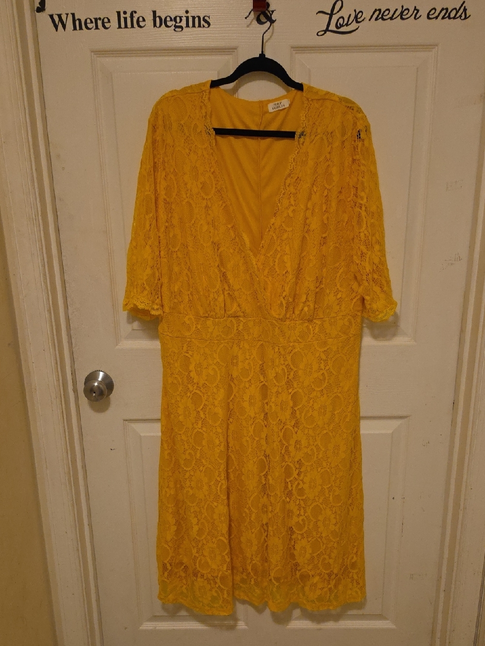 Sunshine Lace Wrap Midi Dress - Vibrant Yellow
